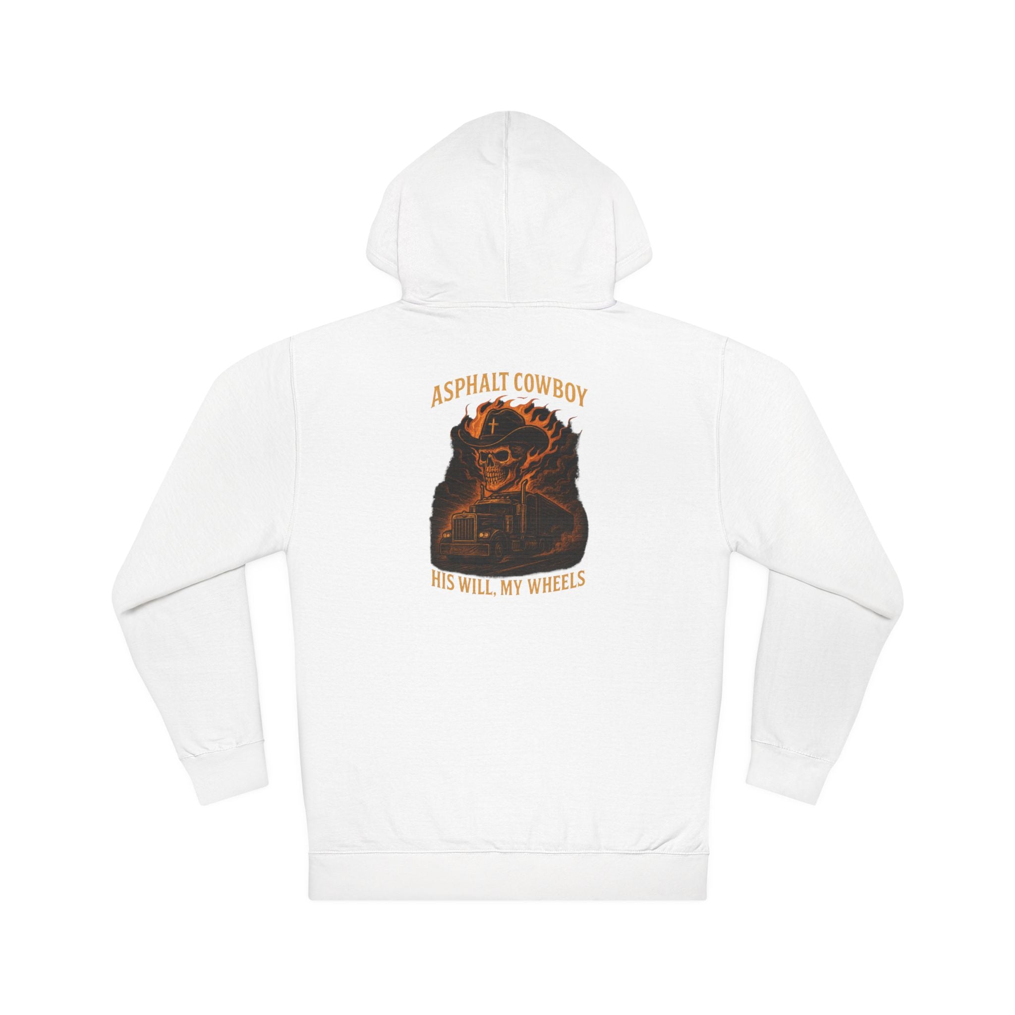 Asphalt Cowboy Hoodie — 'His Will, My Wheels' Graphic Pullover
