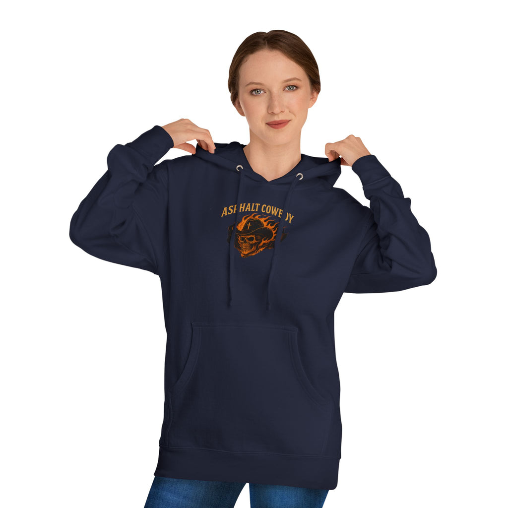 Asphalt Cowboy Hoodie — 'His Will, My Wheels' Graphic Pullover