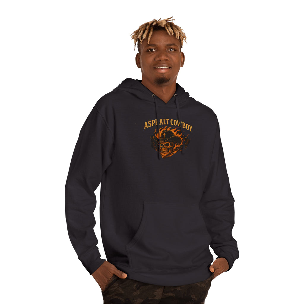 Asphalt Cowboy Hoodie — 'His Will, My Wheels' Graphic Pullover