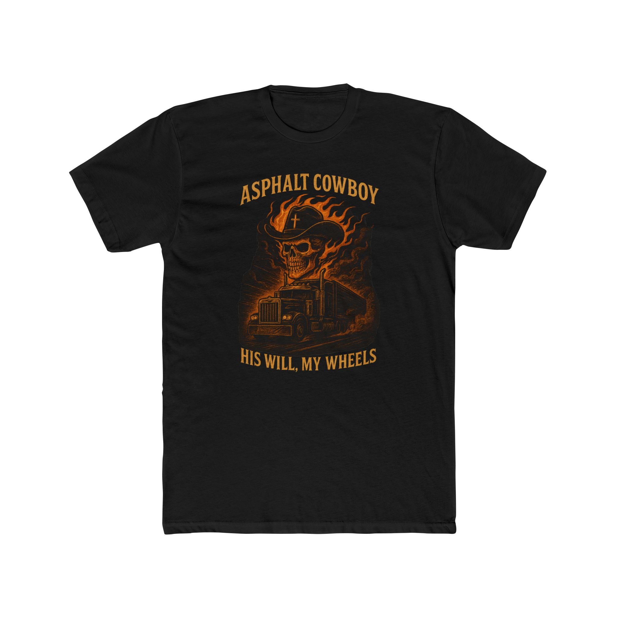 Trucker Asphalt Cowboy Tee — Vintage Western Crew Shirt
