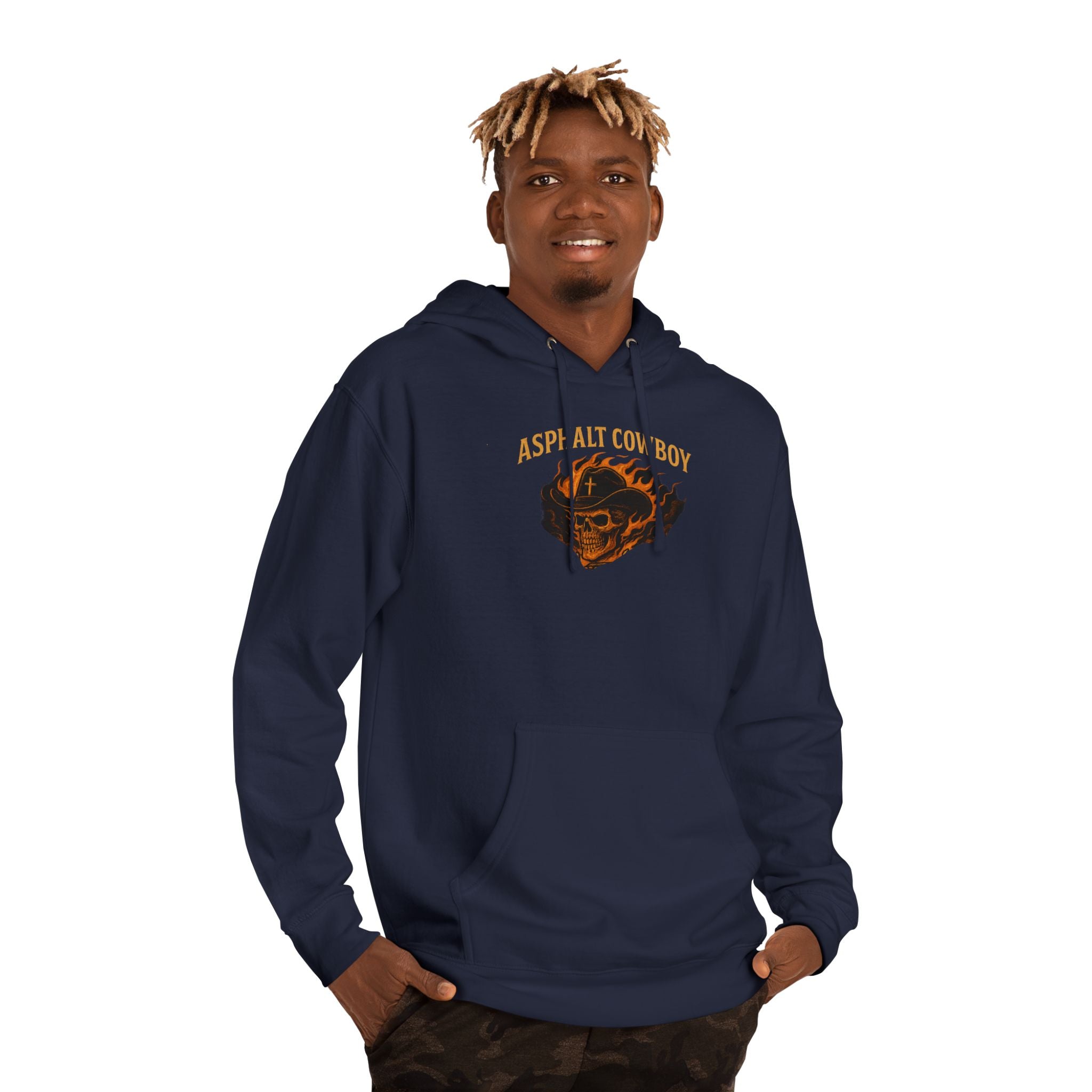 Asphalt Cowboy Hoodie — 'His Will, My Wheels' Graphic Pullover