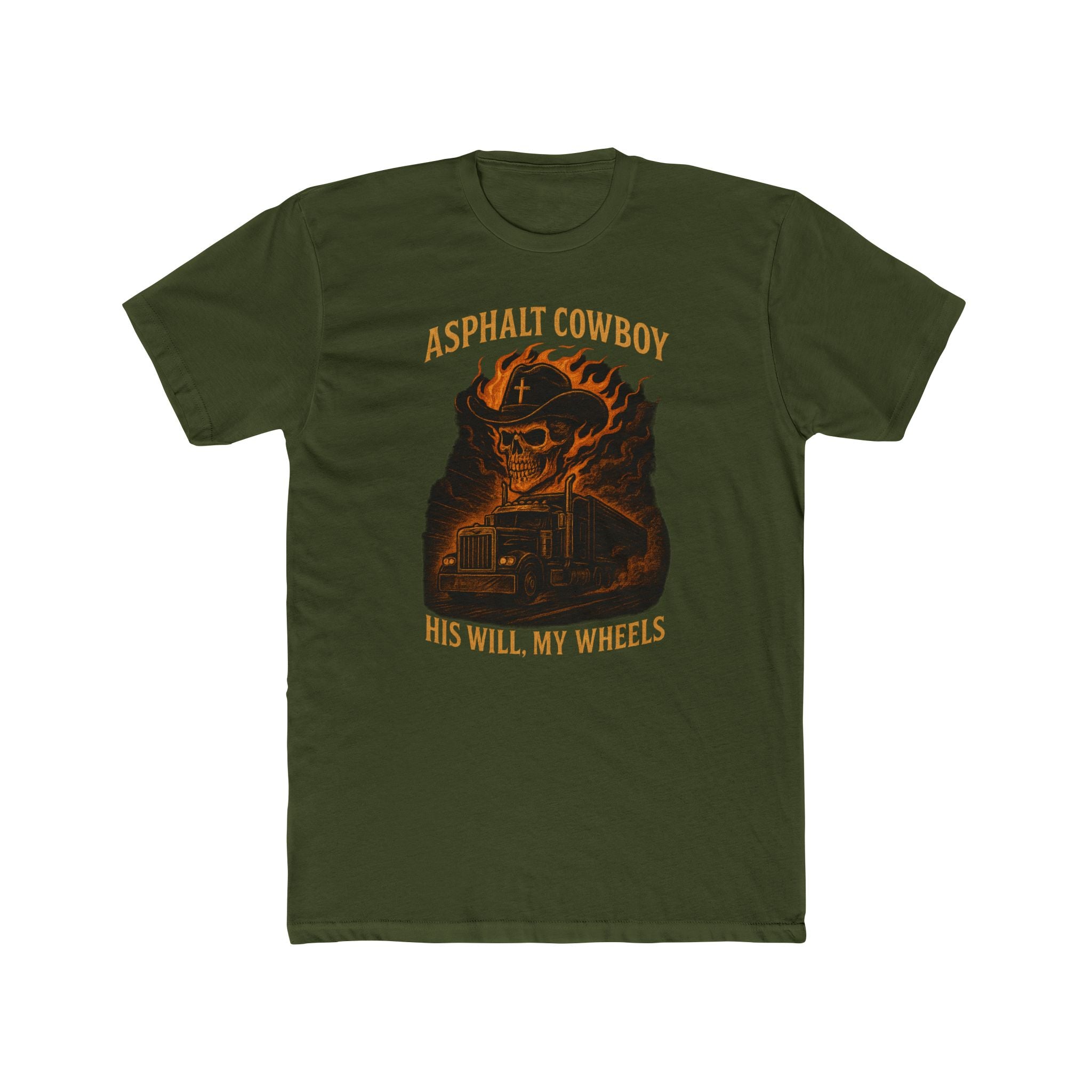 Trucker Asphalt Cowboy Tee — Vintage Western Crew Shirt