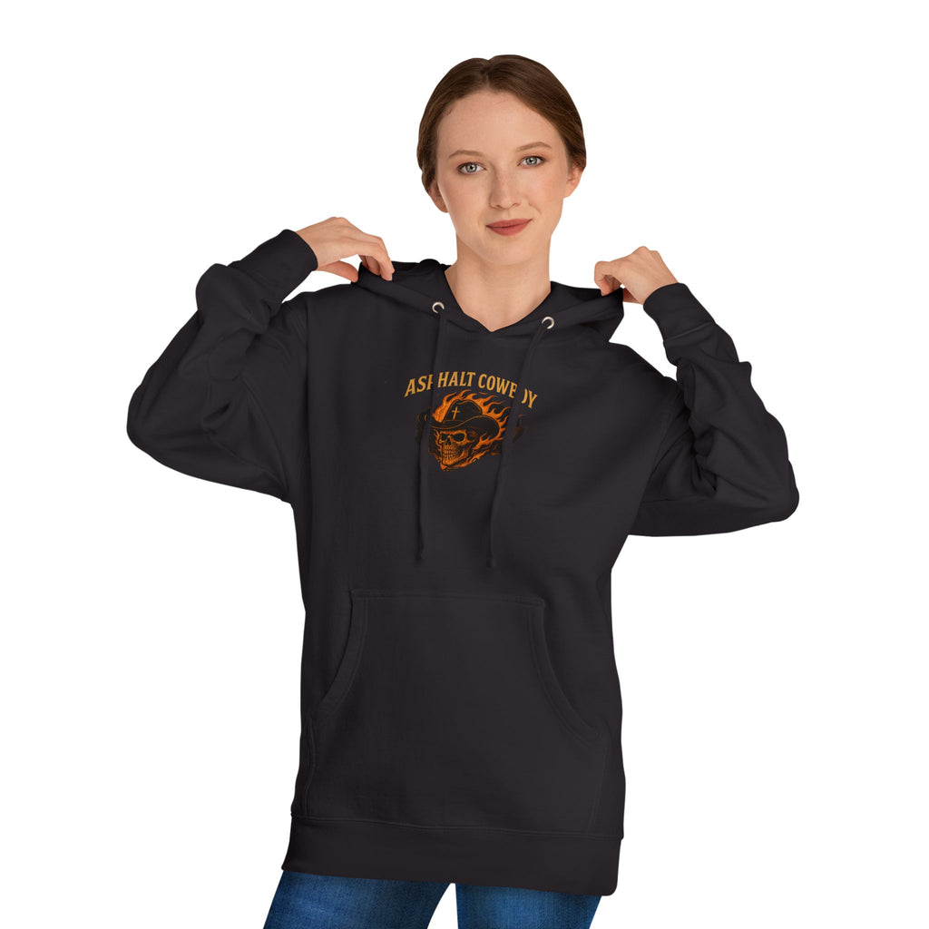 Asphalt Cowboy Hoodie — 'His Will, My Wheels' Graphic Pullover